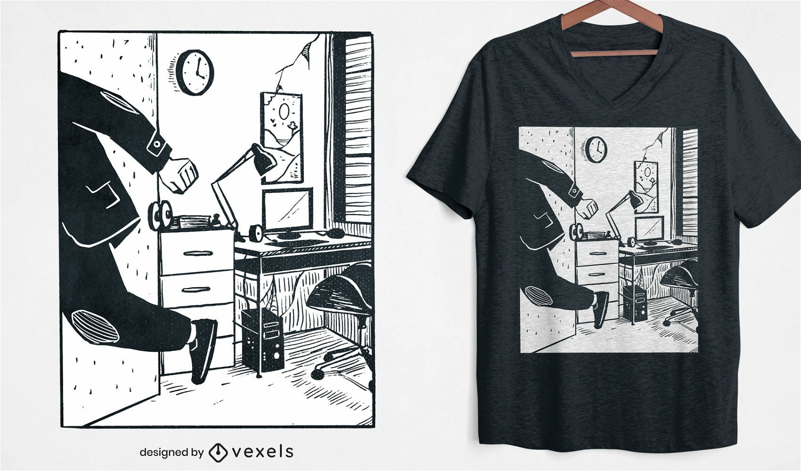 Office Escape T-shirt Design Vector Download