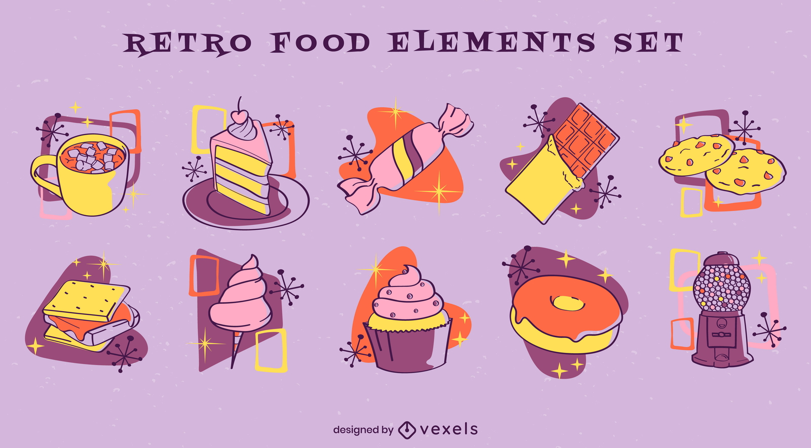 retro-food-elements-set-vector-download