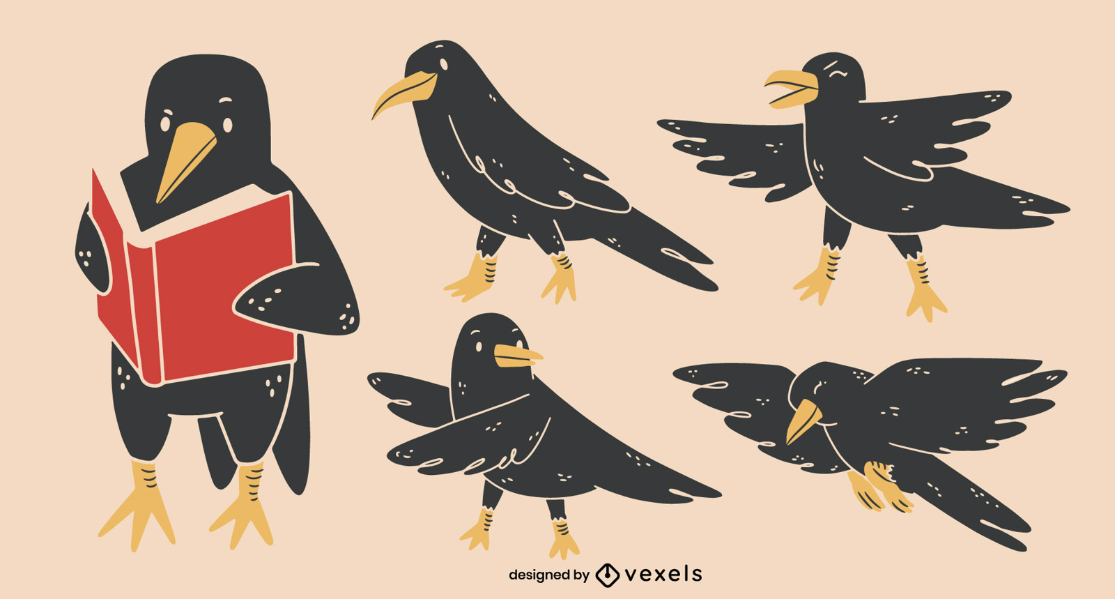 Funny Cute Raven Bird Drawings