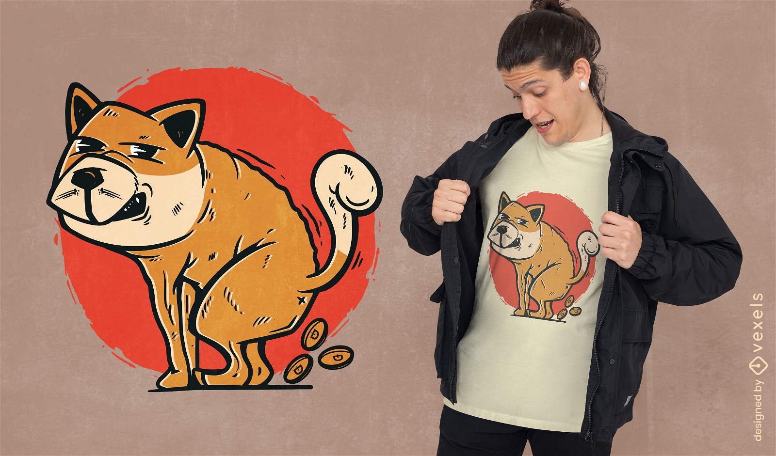 Dog Pooping Cryptocurrency T-shirt Design Vector Download