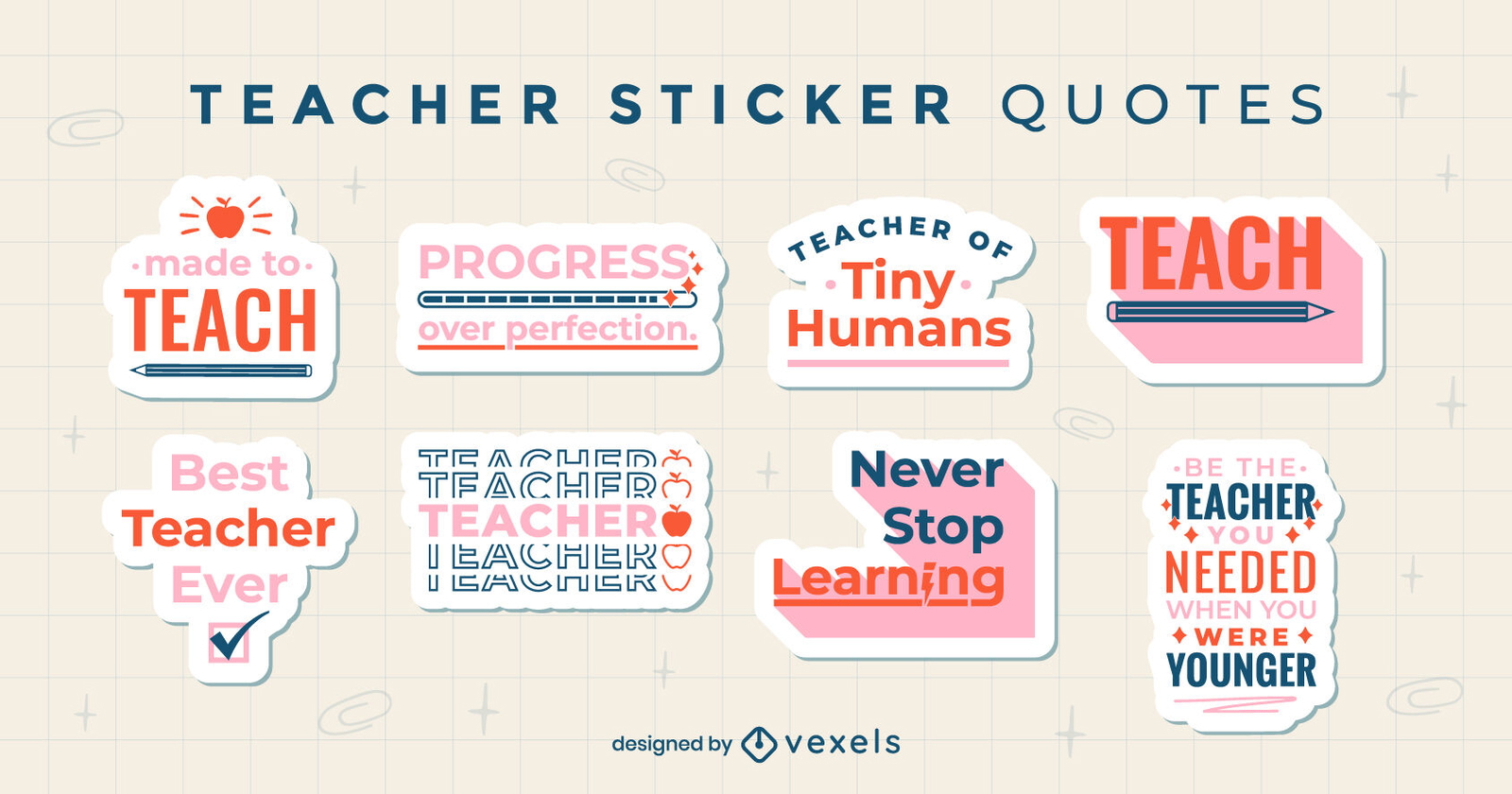 Teacher's Day Quotes Sticker Set 5411580 Vector Art At, 43% OFF