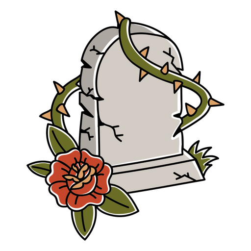 grave with flowers drawing