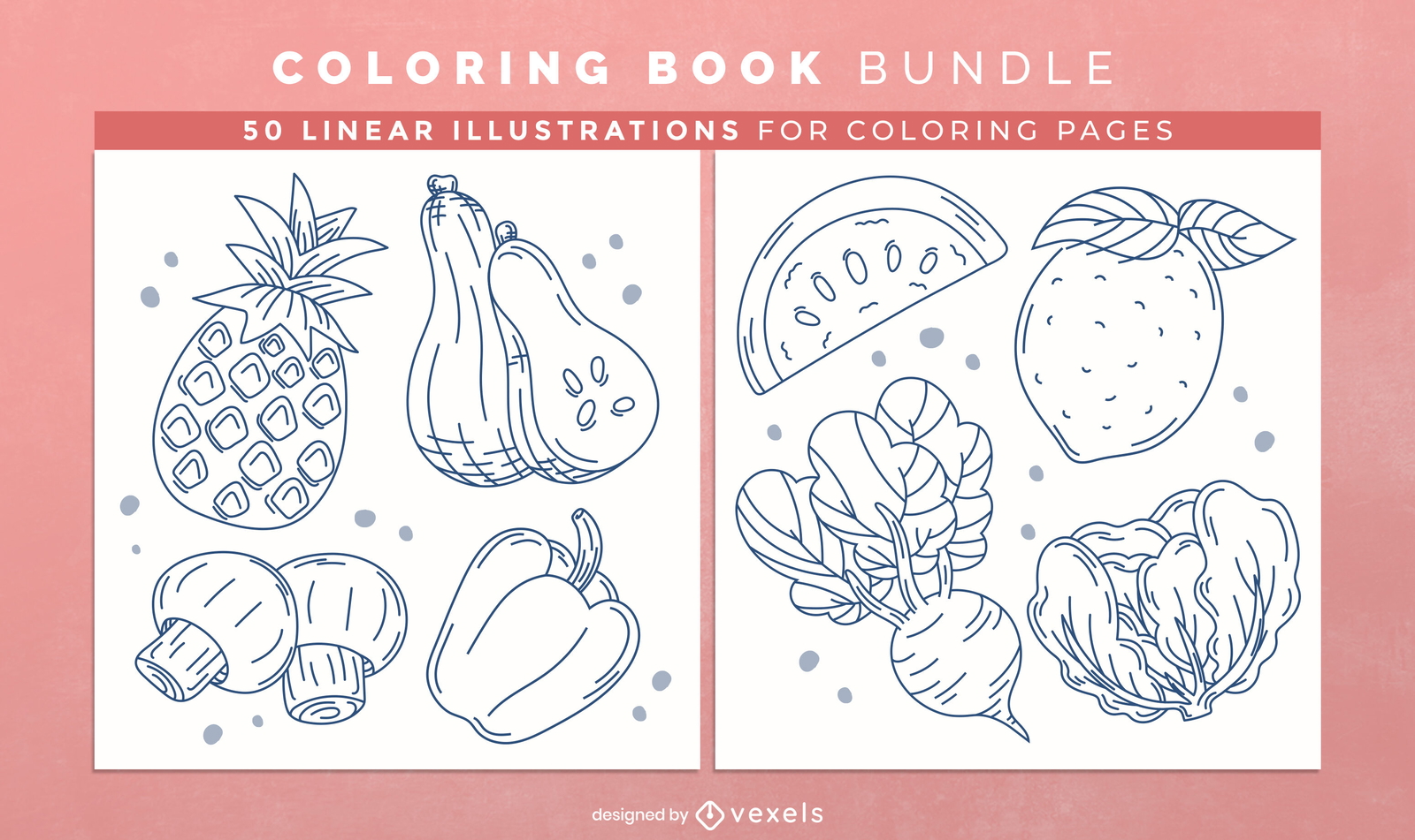 Livro para Colorir de Frutas e Legumes para Adultos: 1