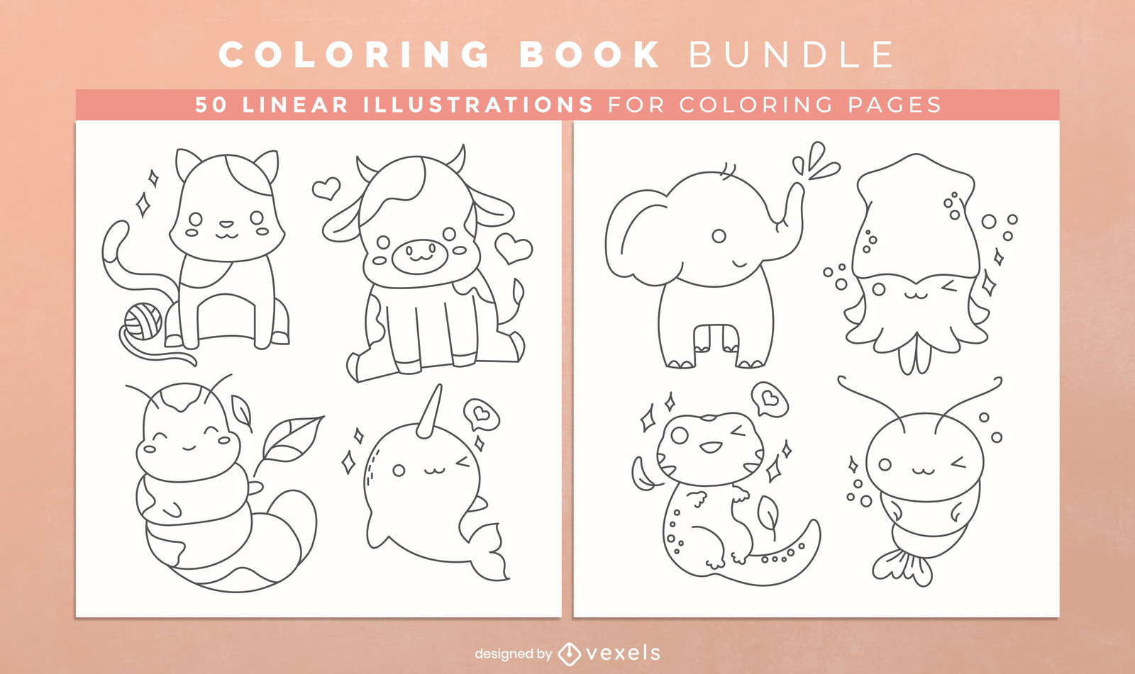 Baixar Vetor De Desenhos De Páginas De Livros Para Colorir De Animais Kawaii