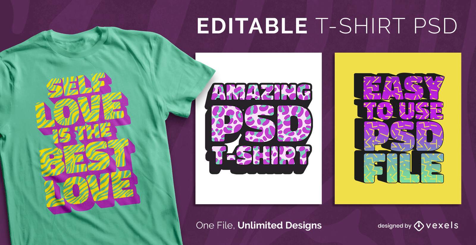 3D Pattern Textures Text Scalable T-shirt Psd PSD Editable Template