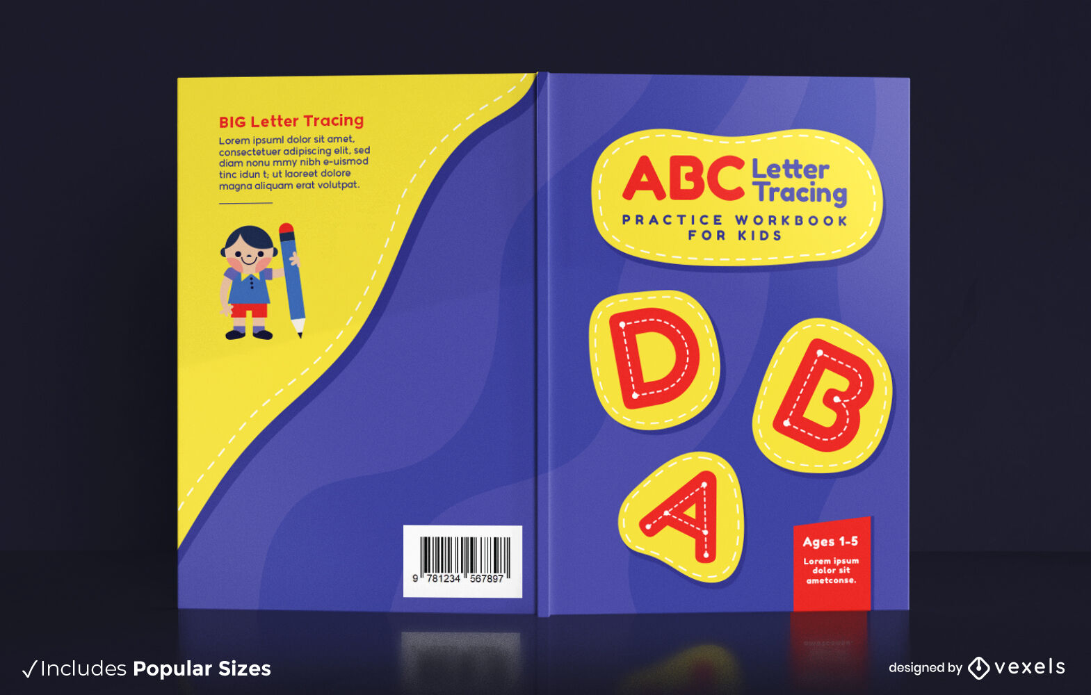 ABC Letter Tracing Child Book Cover Design Vector Download