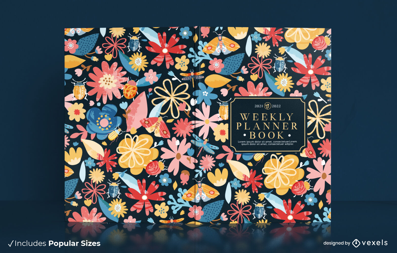 Floral Weekly Planner Book Cover Design Vector Download