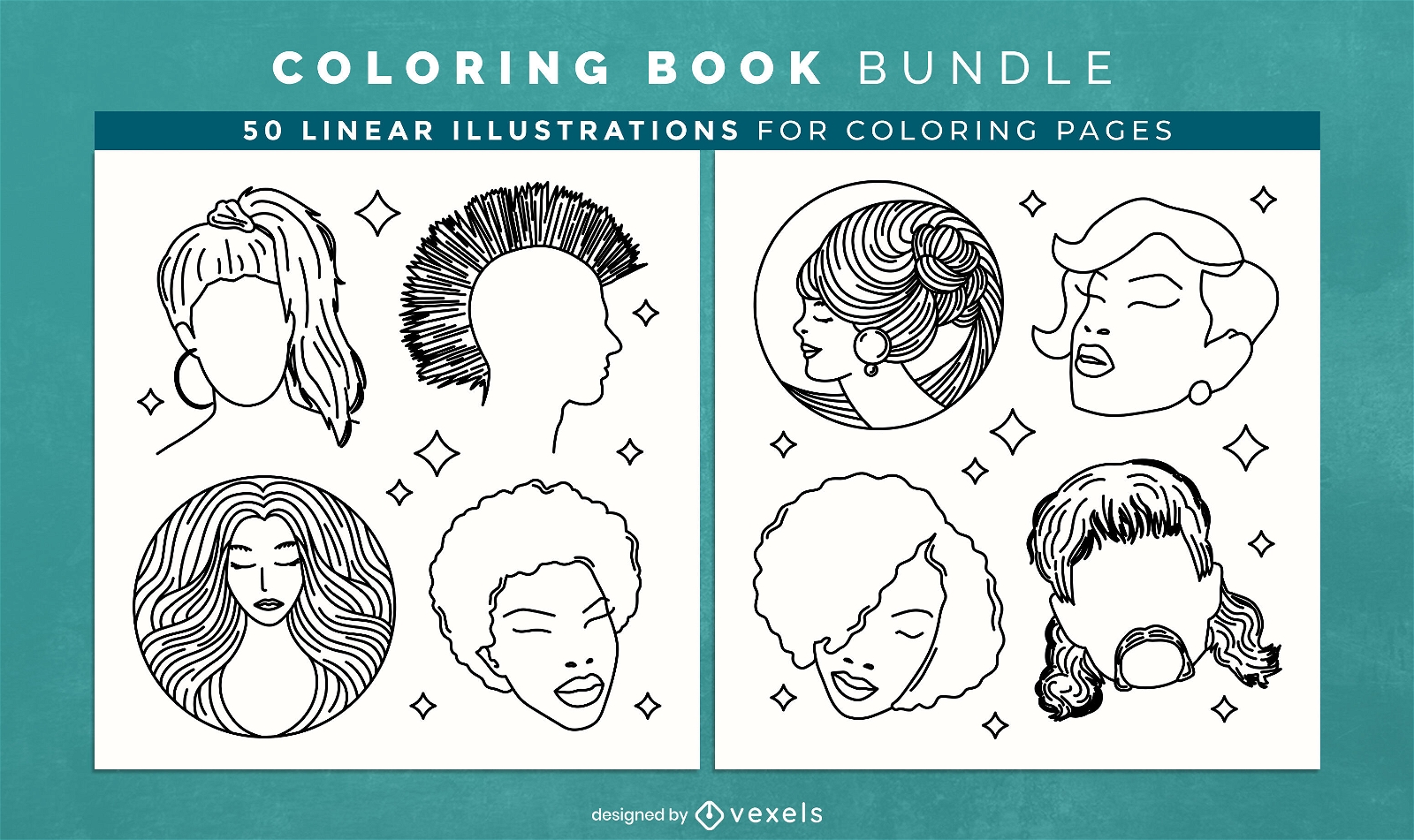 Descarga Vector De Peinados Para Colorear Libro Diseño De Interiores