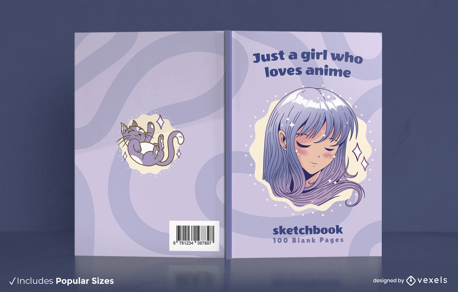 Happy Anime Girl Sketchbook Cover Design Vector Download