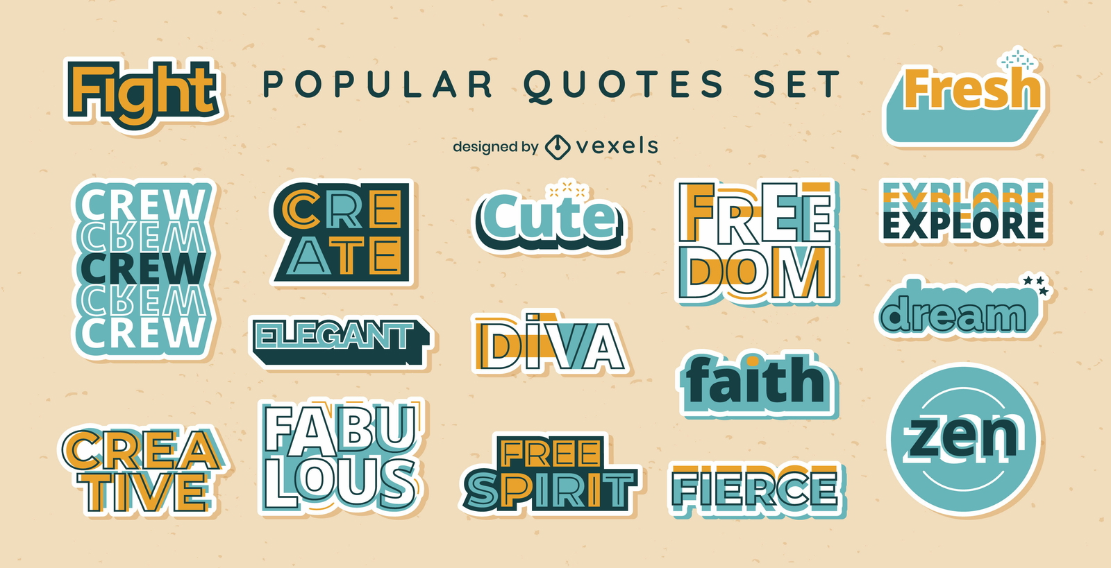 Popular Slang Words And Quotes Badge Set Vector Download