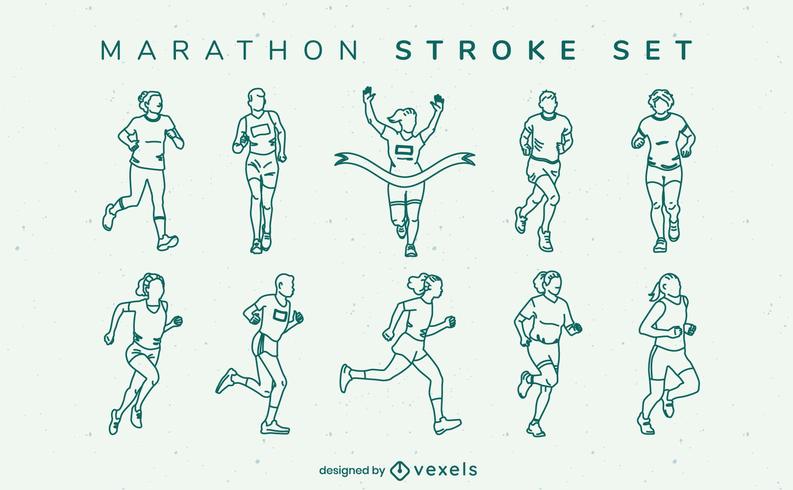 Descarga Vector De Maratón Corriendo Gente Deporte Conjunto De Trazos