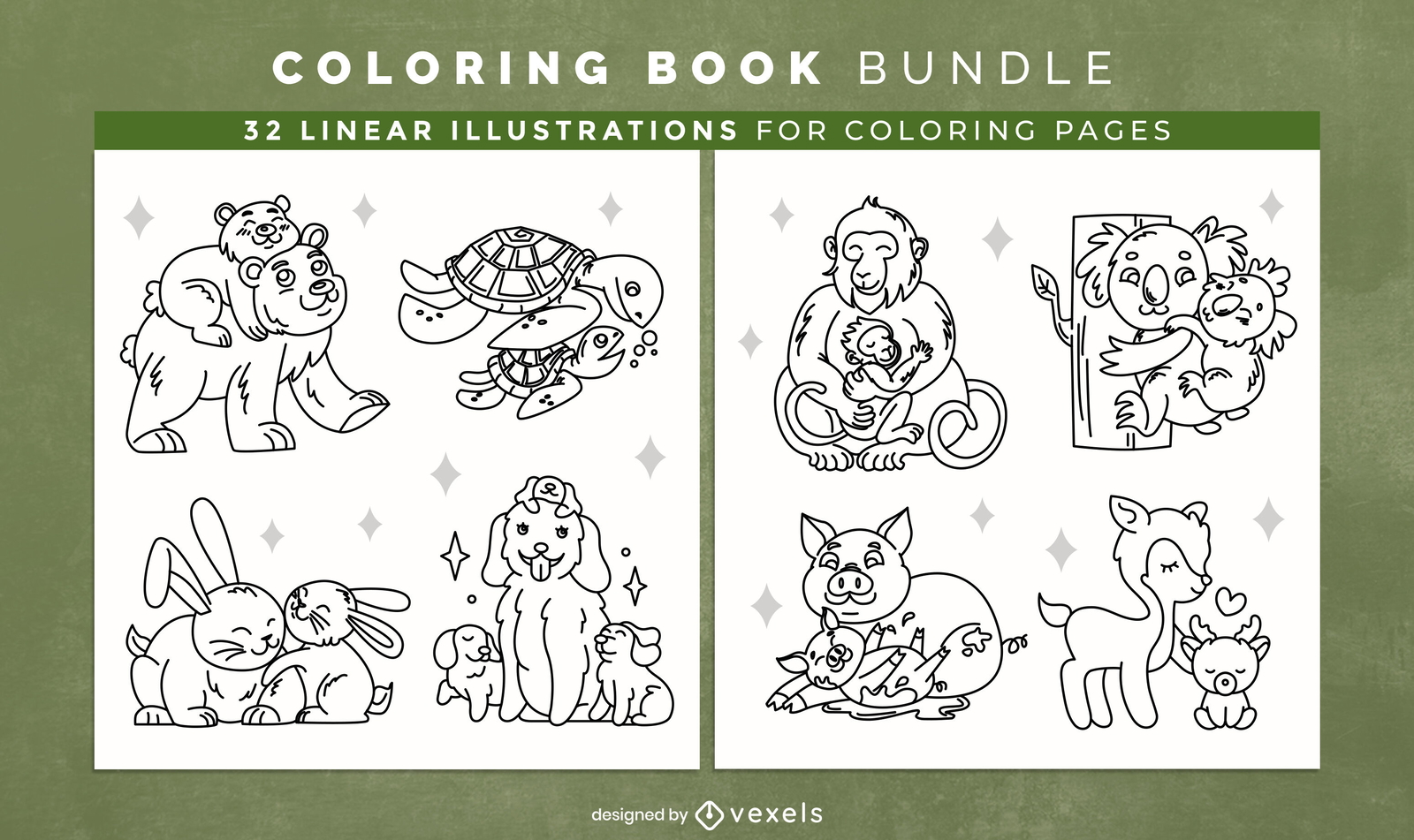 Baixar Vetor De Animais Fofos Design De Páginas De Livro Para Colorir