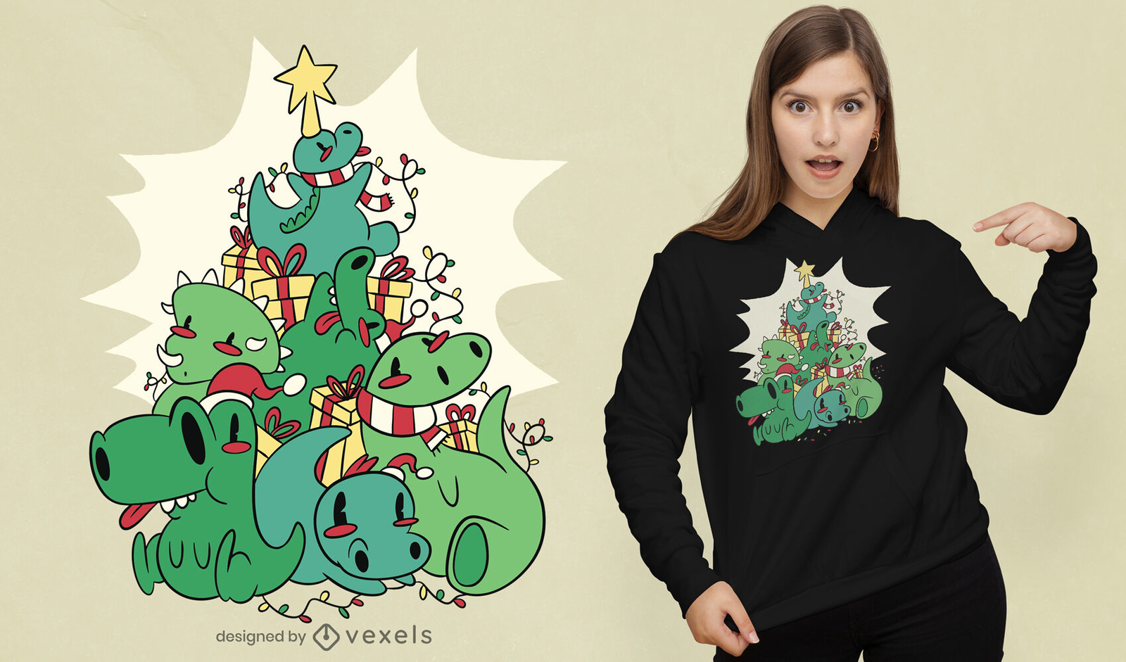 Christmas Green Monster T-shirt Design Vector Download