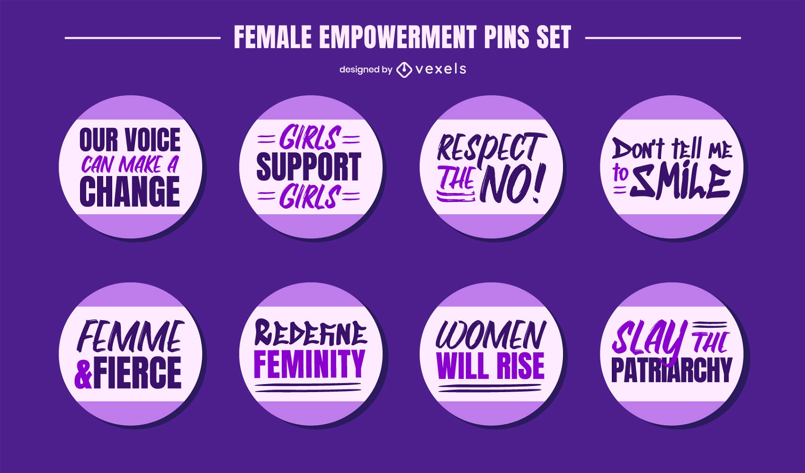 Women Empowerment Quotes Badge Set Vector Download