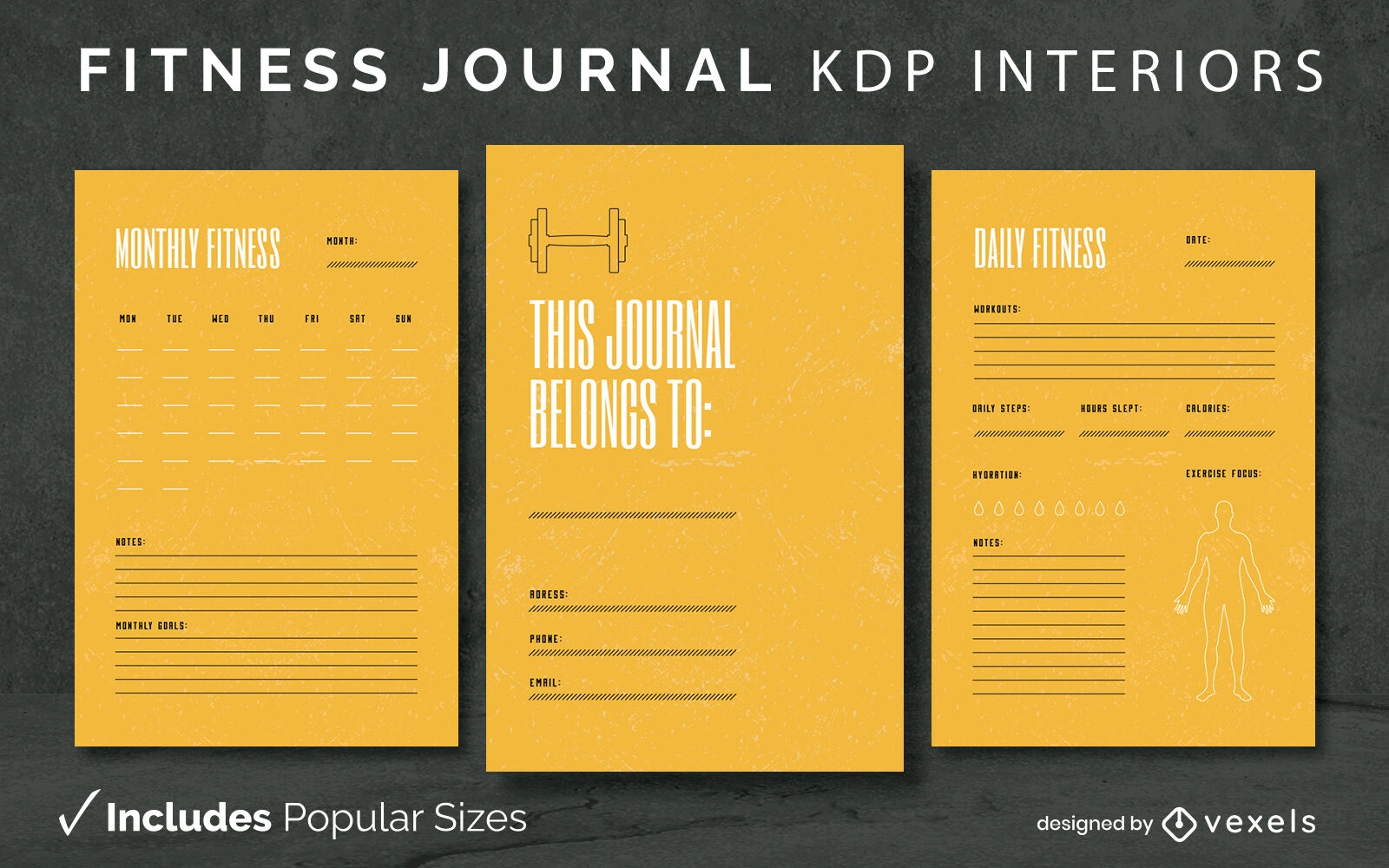 Workout Journal Template KDP Interior Design Vector Download