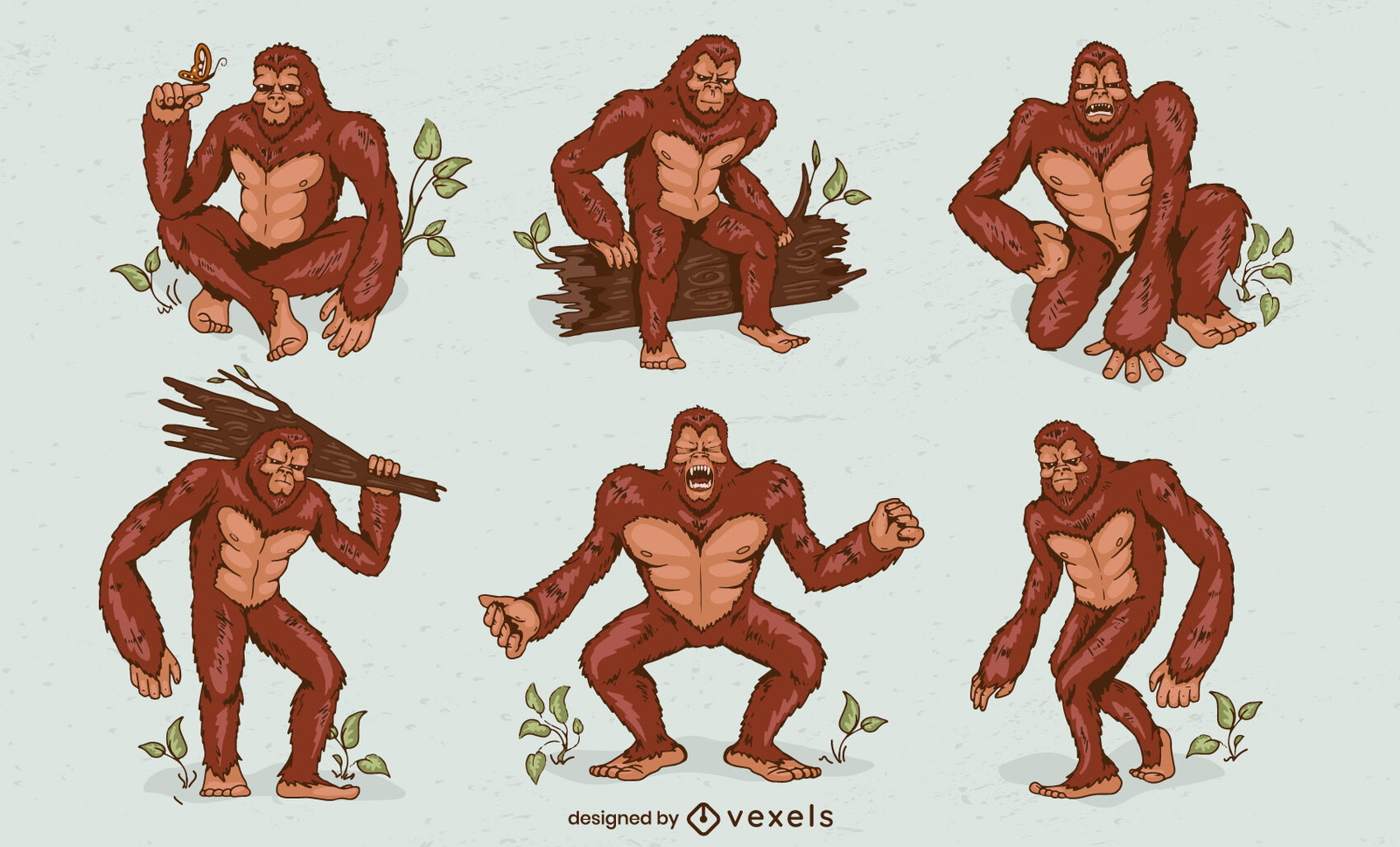 Big Foot Mythological Monster Character Set Vector Download