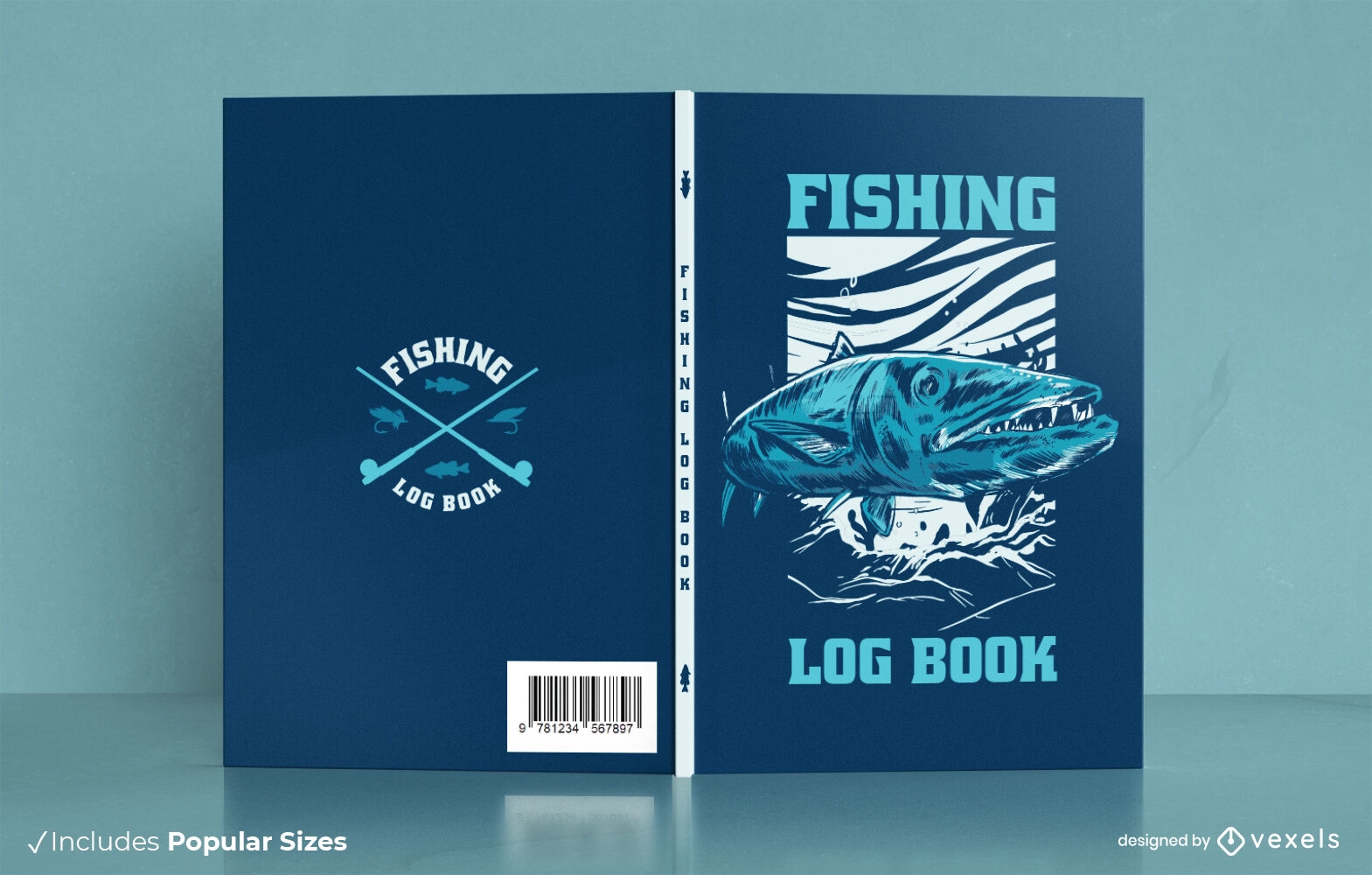 Fishing Log Book Cover Design Vector Download