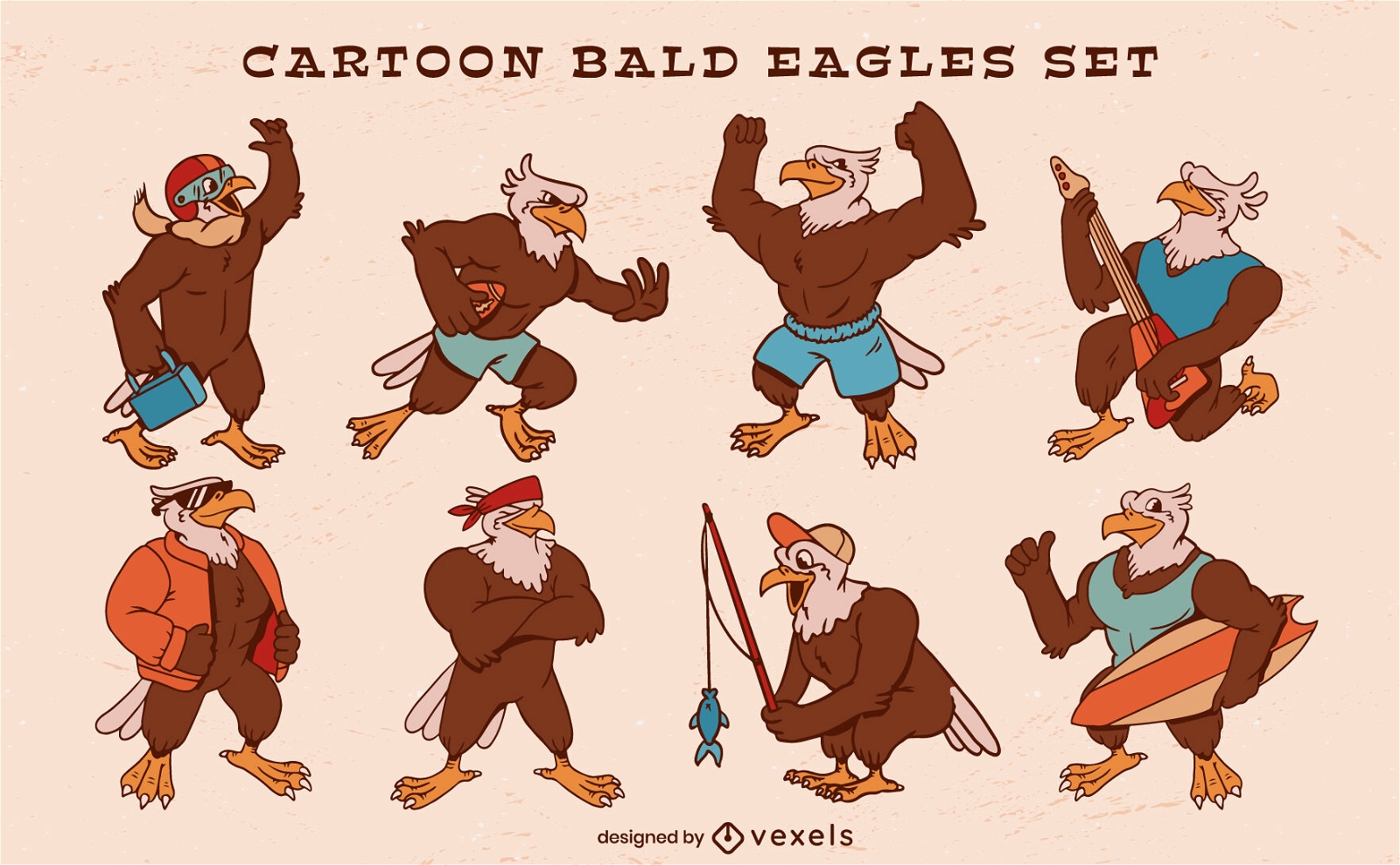Eagle Bird Animal Hobbies Character Set Vector Download