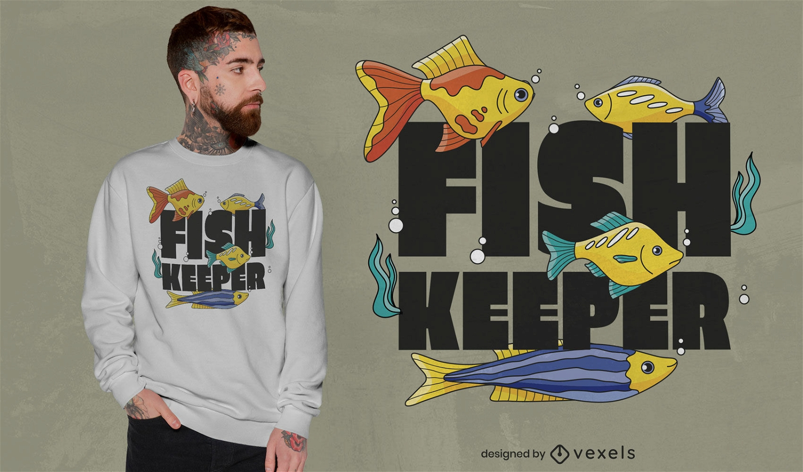 Fish Keeper T-shirt Design Vector Download