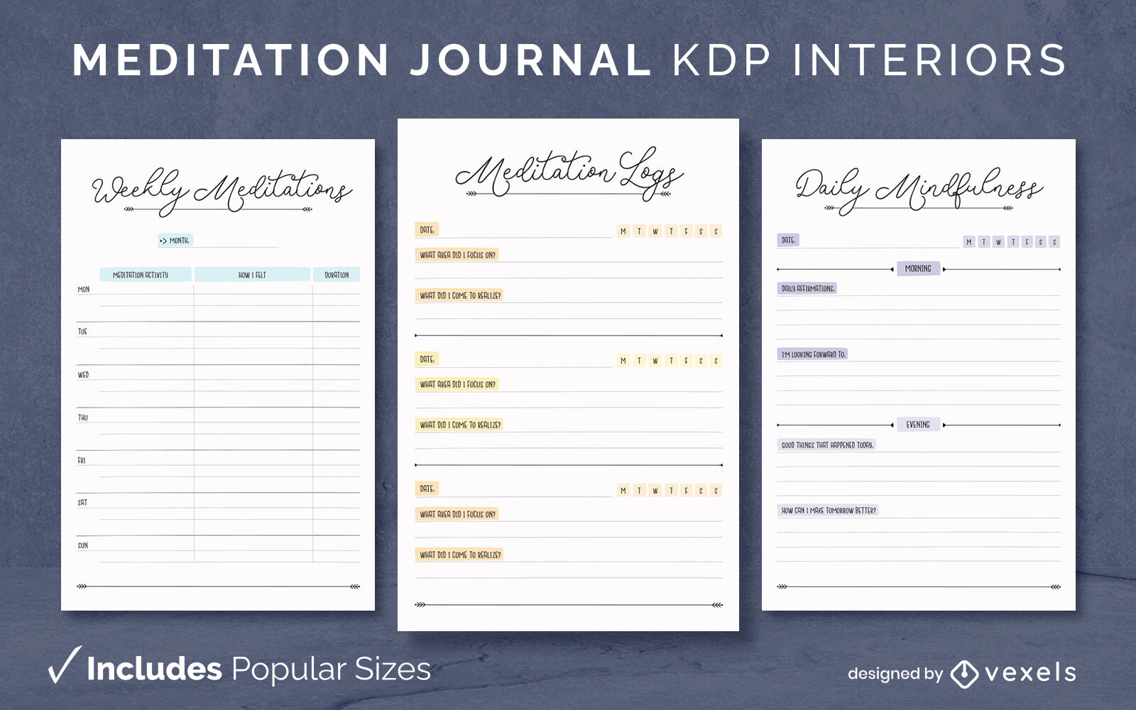 Yoga Meditation Journal Design Template KDP Vector Download