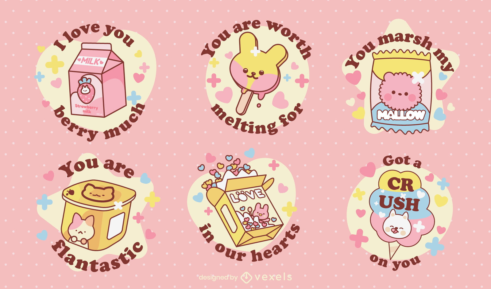 Sweet Food Dessert Kawaii Sticker Set Clipart, Kawaii Food