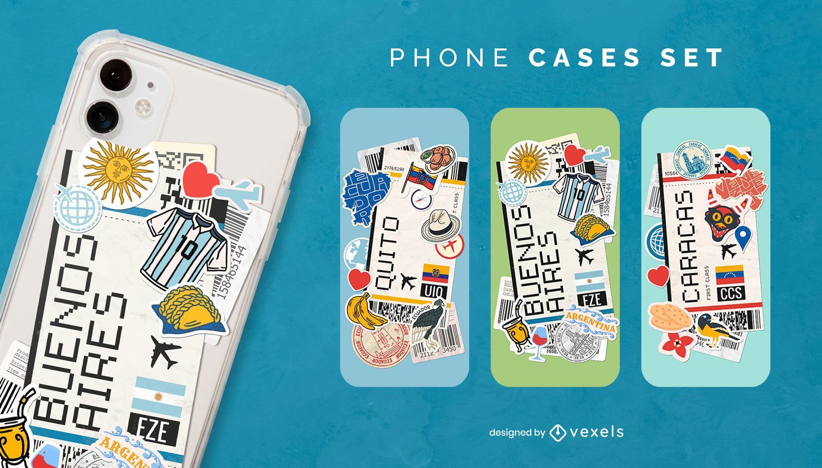 Latin America Phone Cases Set Design Vector Download