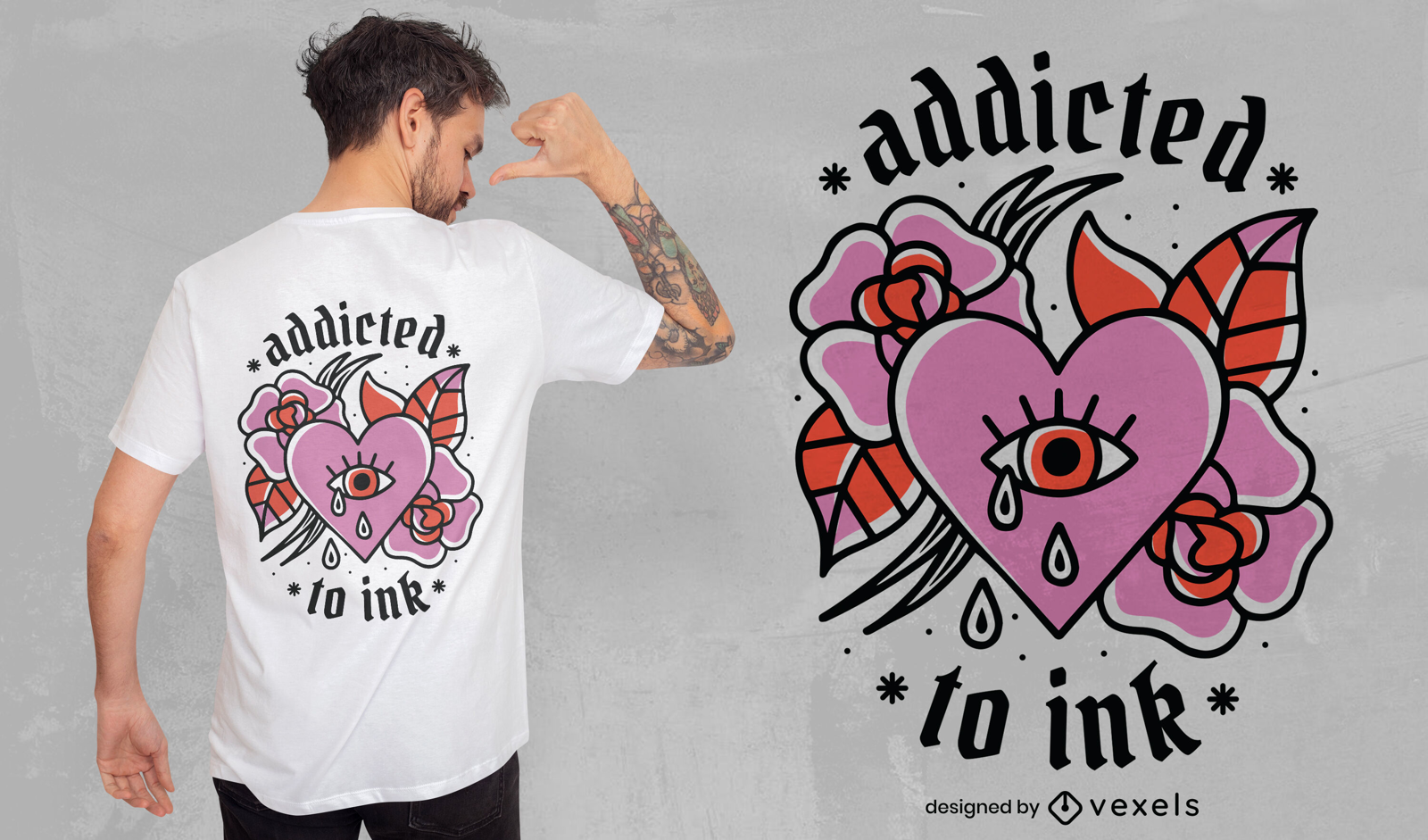 Descarga Vector De Diseño De Camiseta De Tatuaje De Corazón Roto