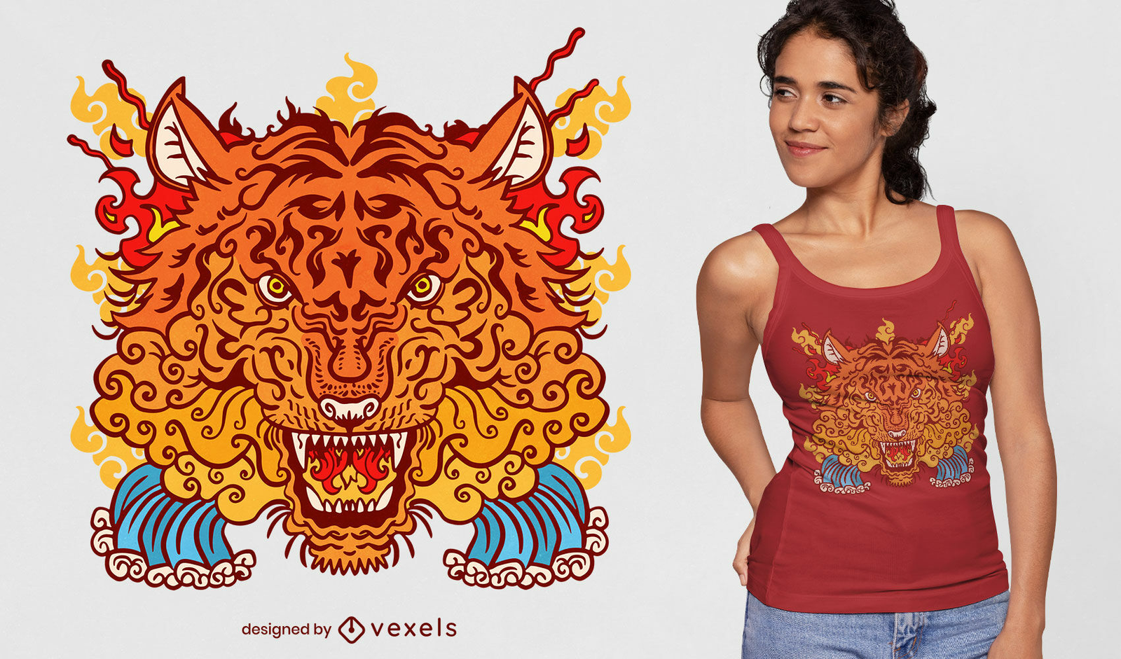 Chinese New Year Tiger T-shirt Design Vector Download