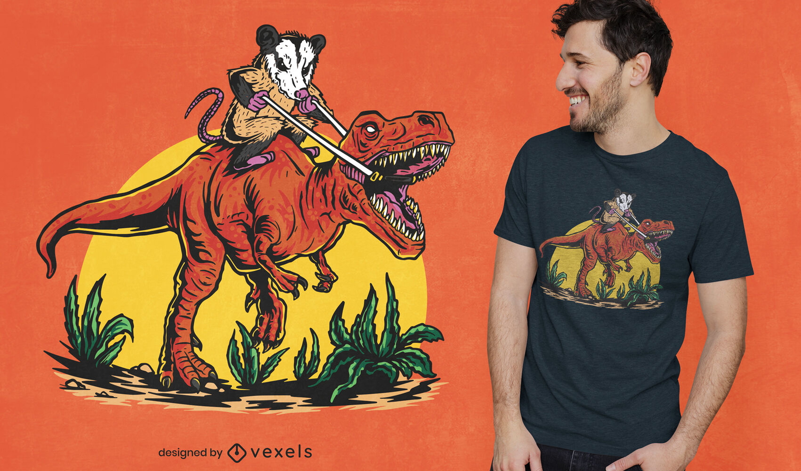 Baixar Vetor De Design De Camiseta De Desenho Animado Do Personagem T-rex