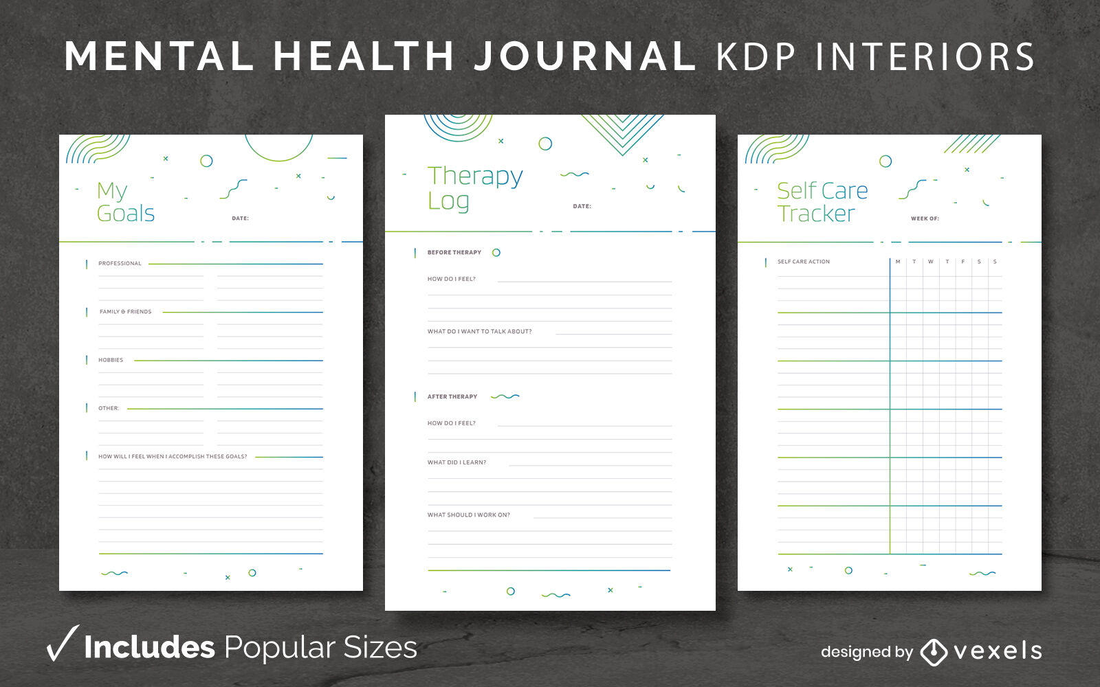 Mental Health Diary Template KDP Interior Design Vector Download