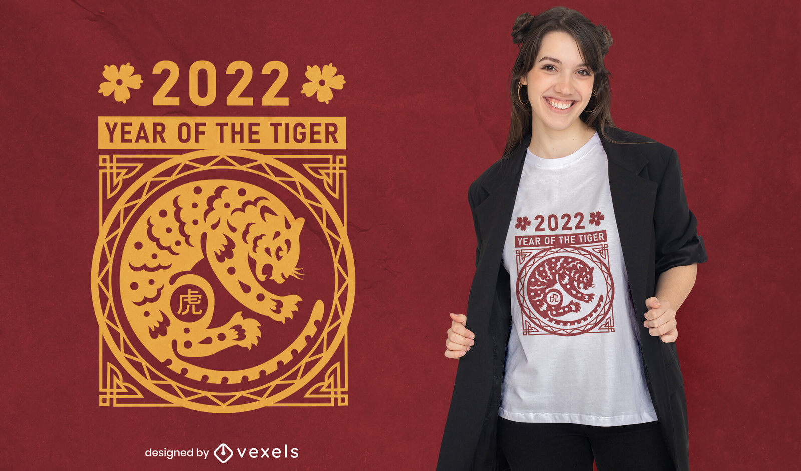 2022 Year Of The Tiger T-shirt Design Vector Download