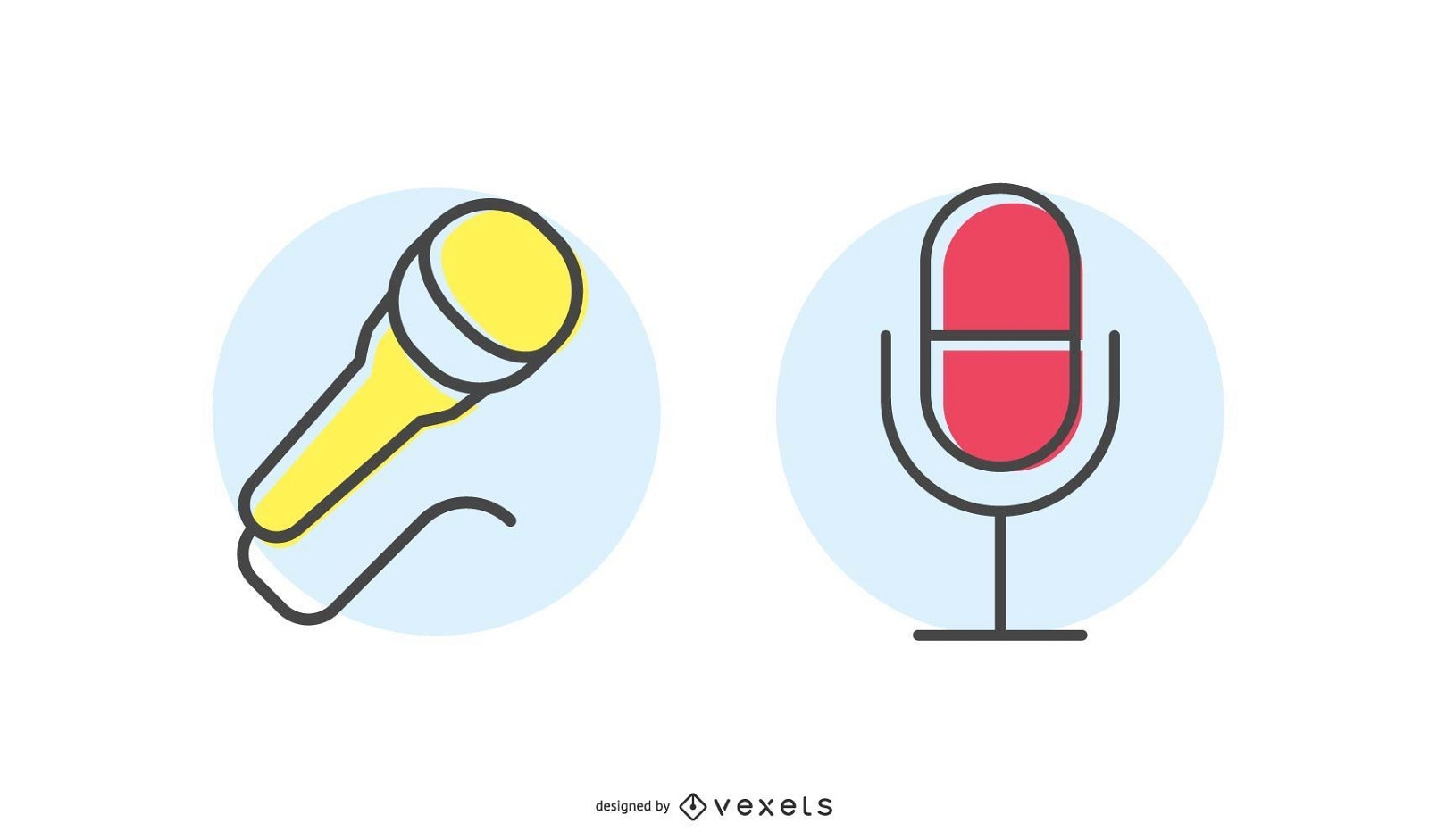 Podcast logo design microphone flat icon Vector Image