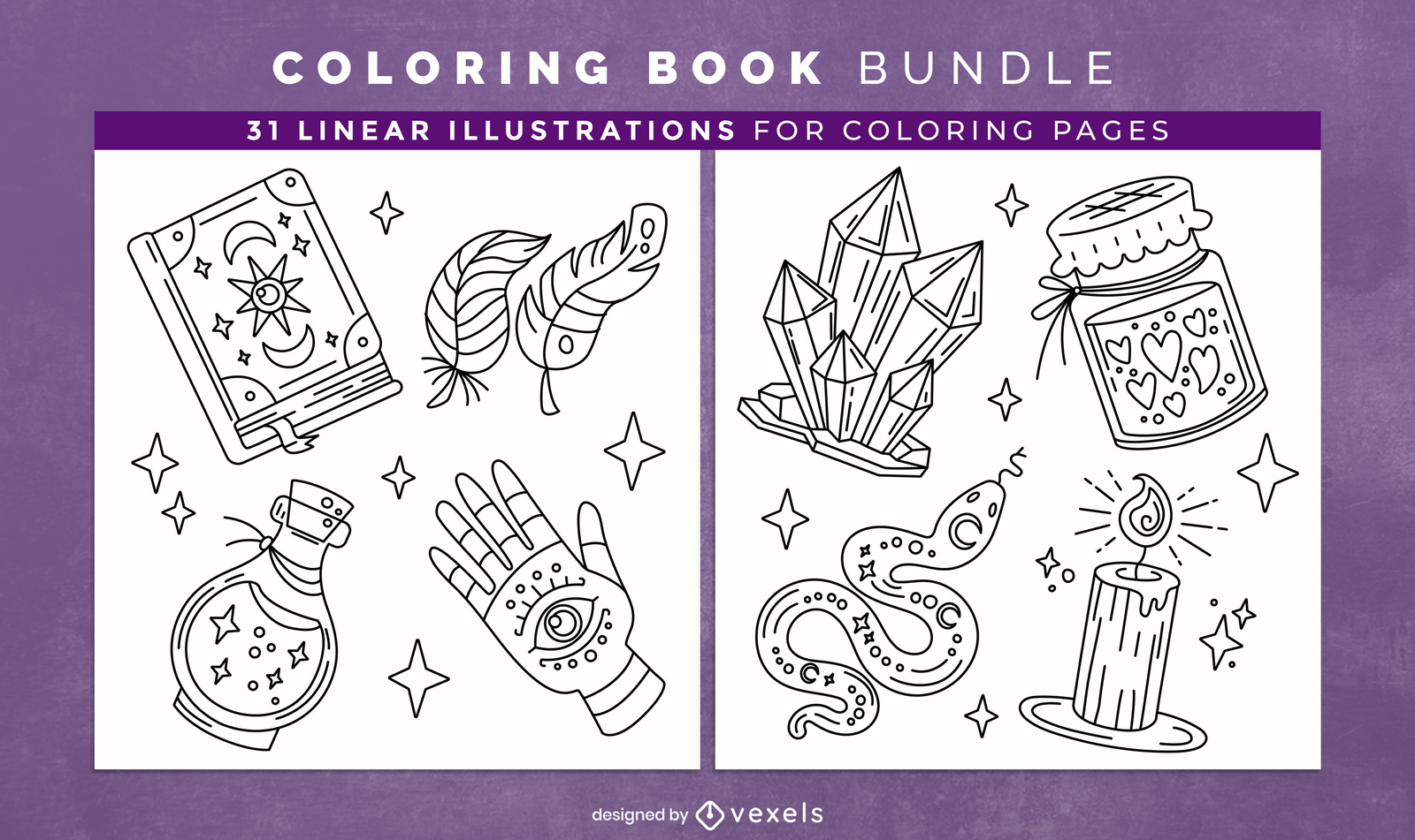 Coloring Book Page Design Witch Accessories Stock Illustration 486918520