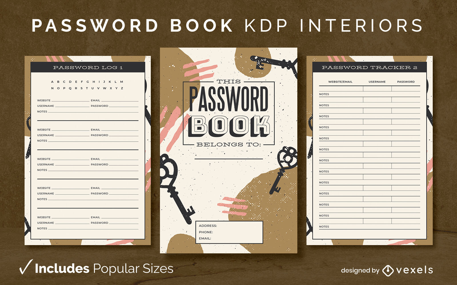 Password Book Abstract KDP Interior Design Vector Download