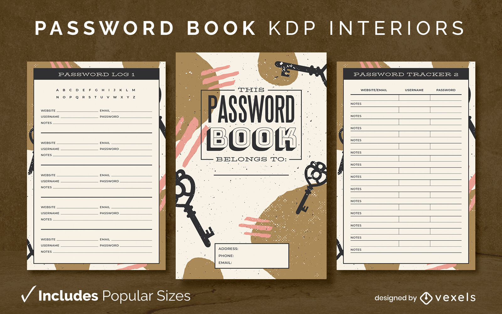 Password Book Journal Design Template KDP Vector Download