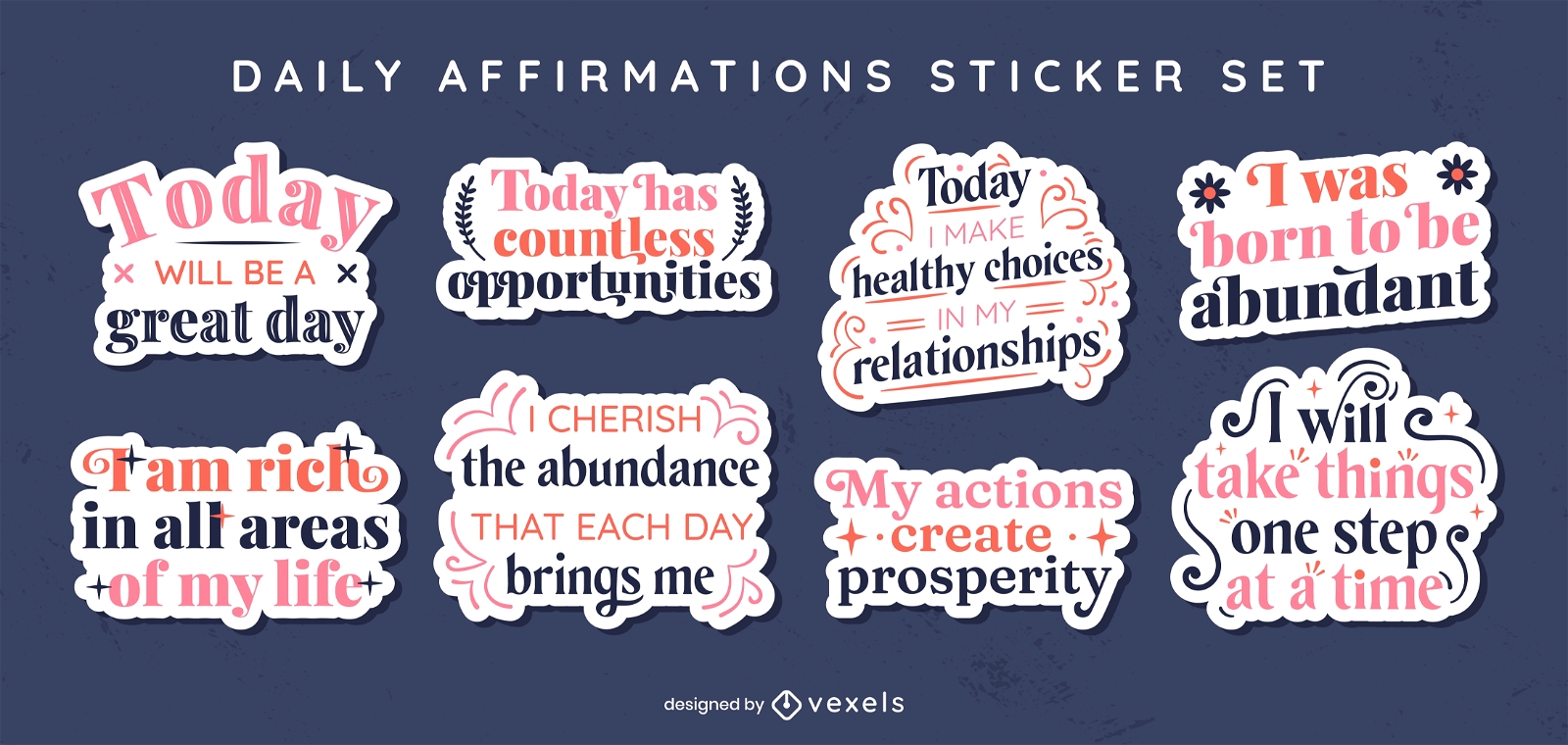 Daily Affirmations Sticker Set Vector Download