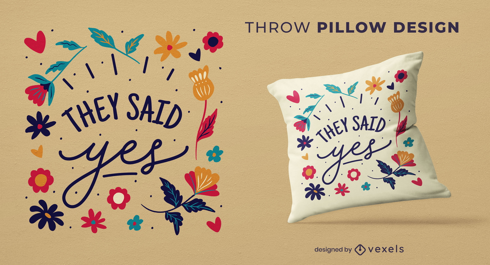 They Said Yes Throw Pillow Design Vector Download