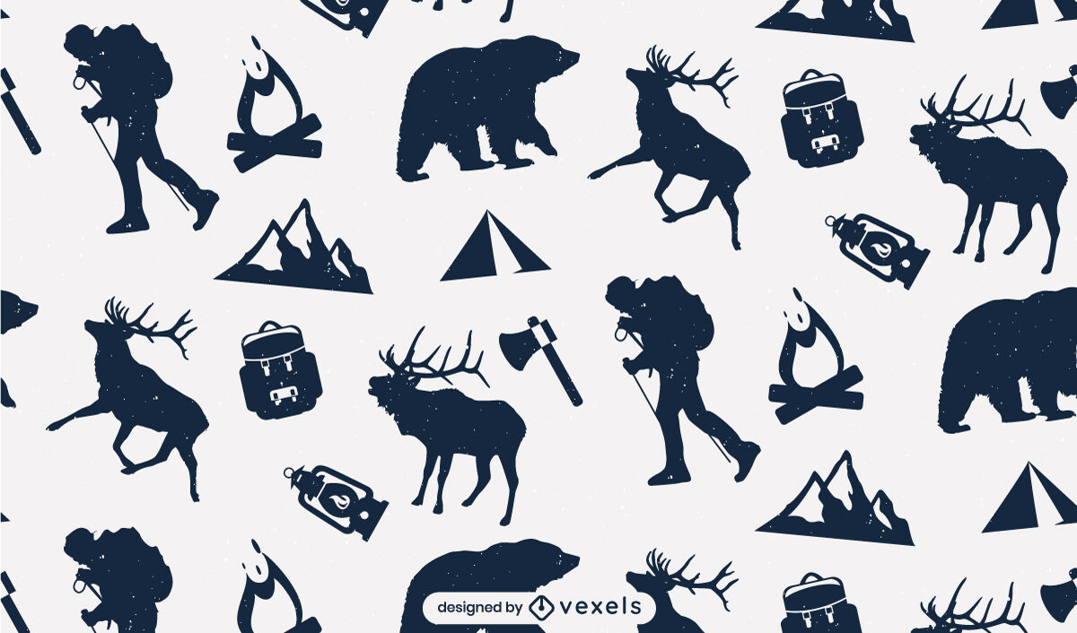 Camping Silhouettes Pattern Design Vector Download