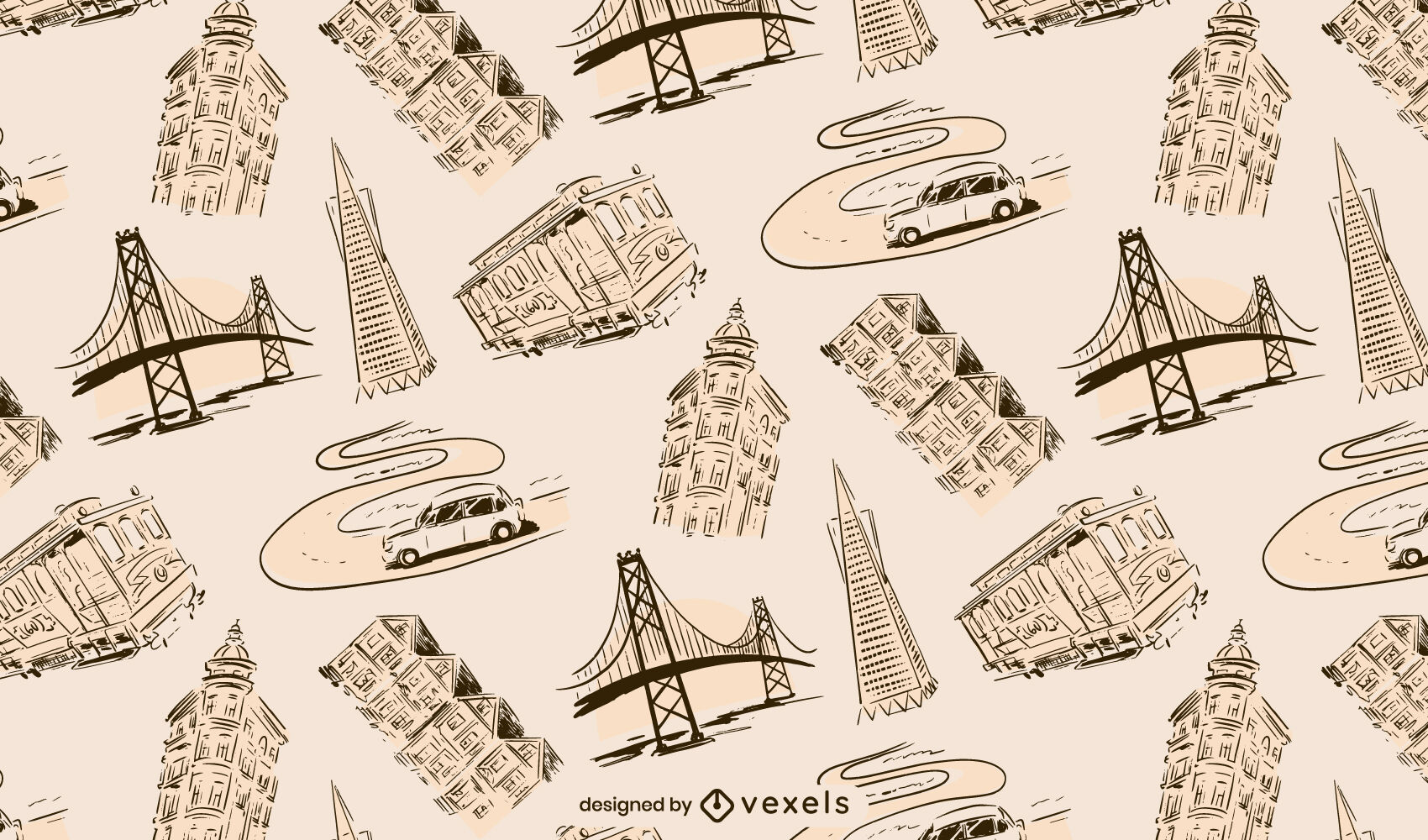 San Francisco Tileable Pattern Design Vector Download