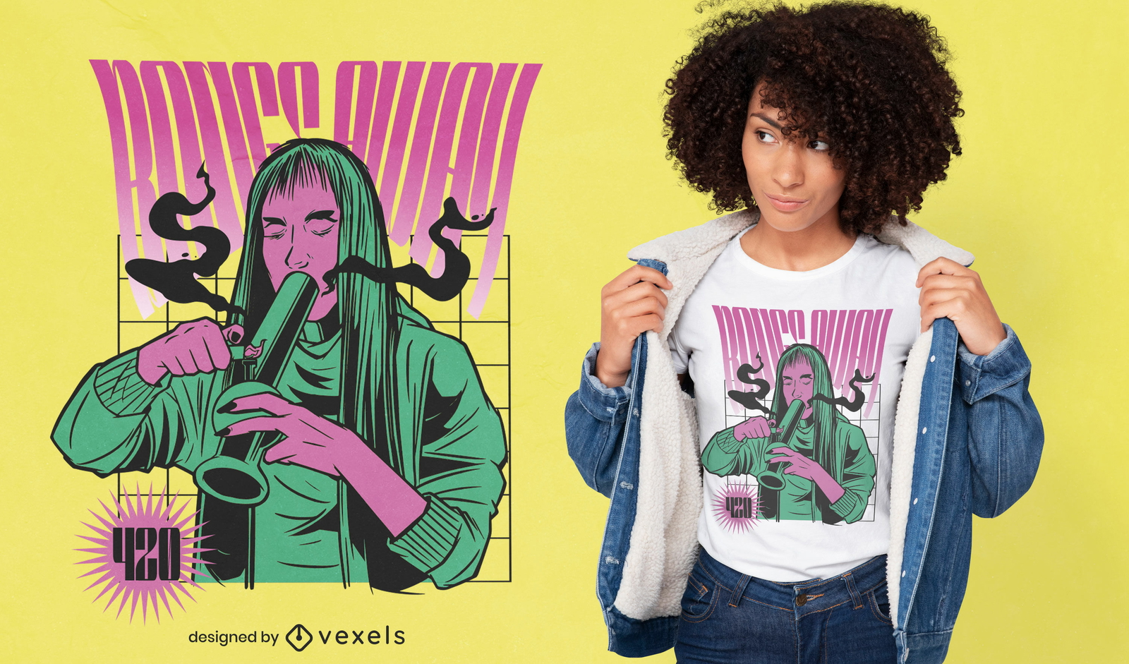 Bong smoking girl t-shirt design