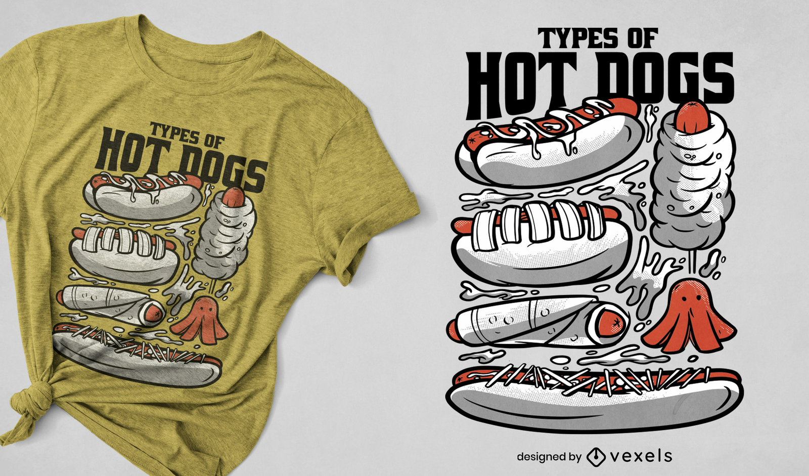 Hot-dog T-Shirt Designs Niche & Other Merch Graphics