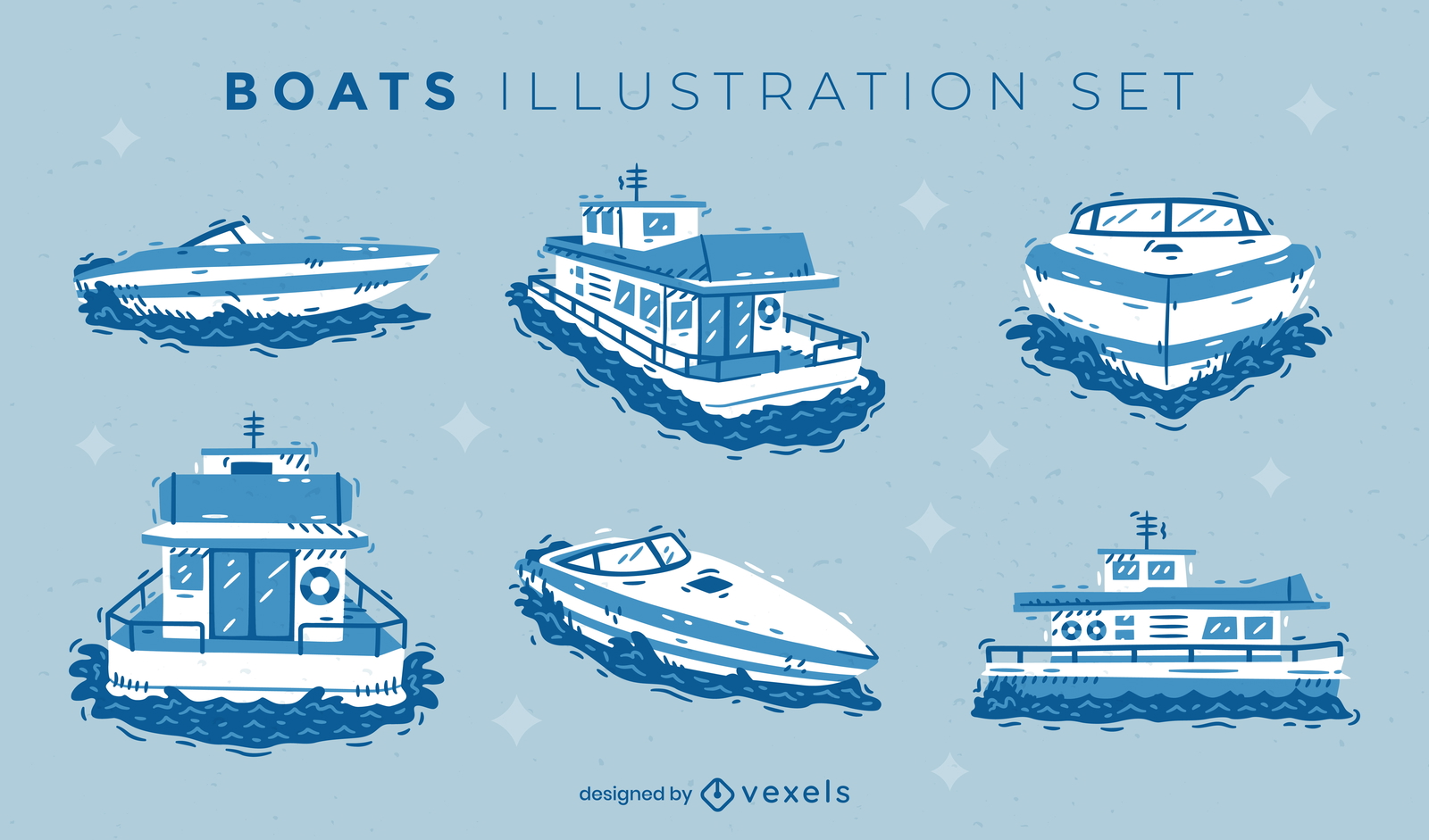 Boats Illustrations Set Vector Download