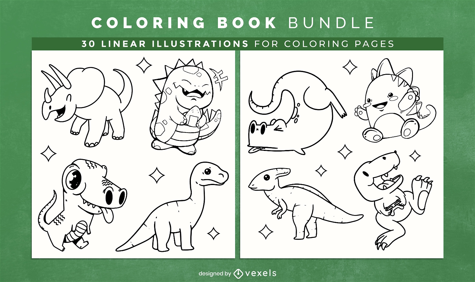 Desenhos de dinossauros para colorir para crianças vetor premium