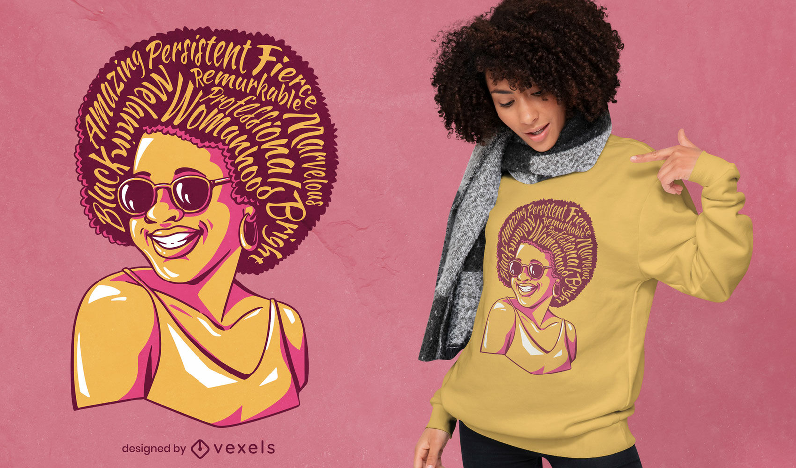 Afro Woman Portrait T shirt Design Vector Download