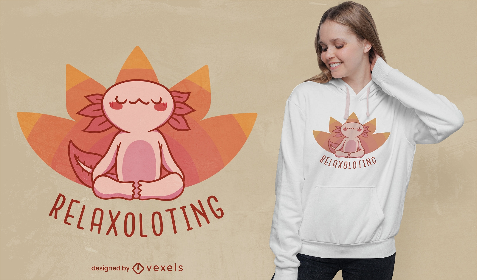 Relaxe o design da camiseta axolotl