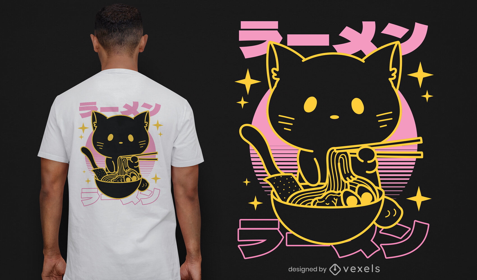 Baixar Vetor De Design De Camiseta Ramen De Gato Kawaii