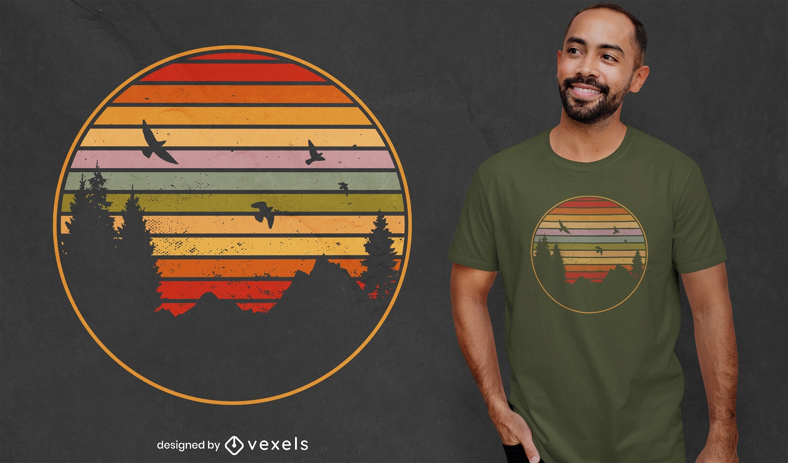 Retro Sunset Over With T-shirt Design Vector Download