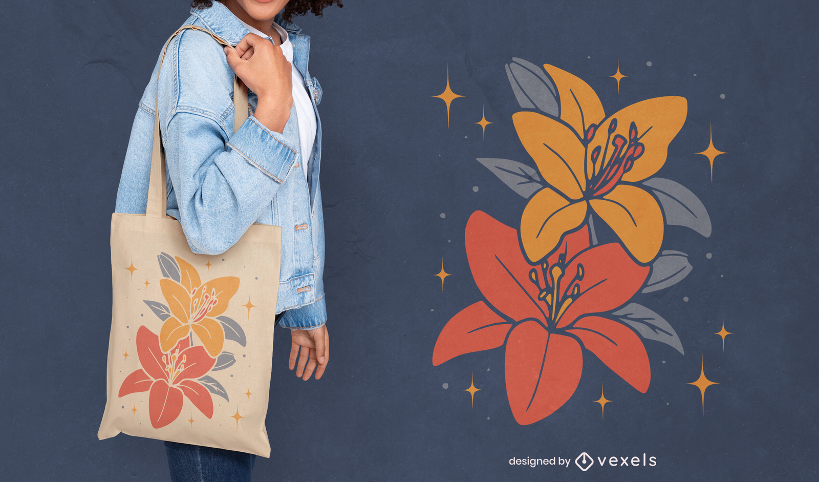 Blue Leaves' Hand-Painted Tote Bag