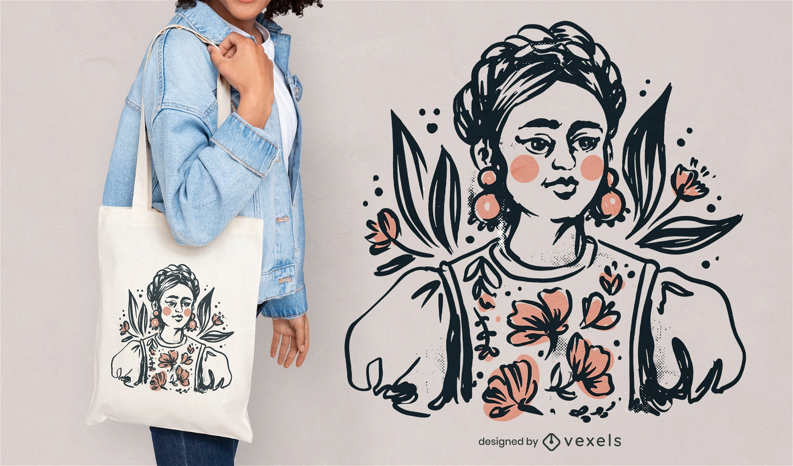 Descarga Vector De Diseño De Bolso Tote Bag Mujer Línea Continua