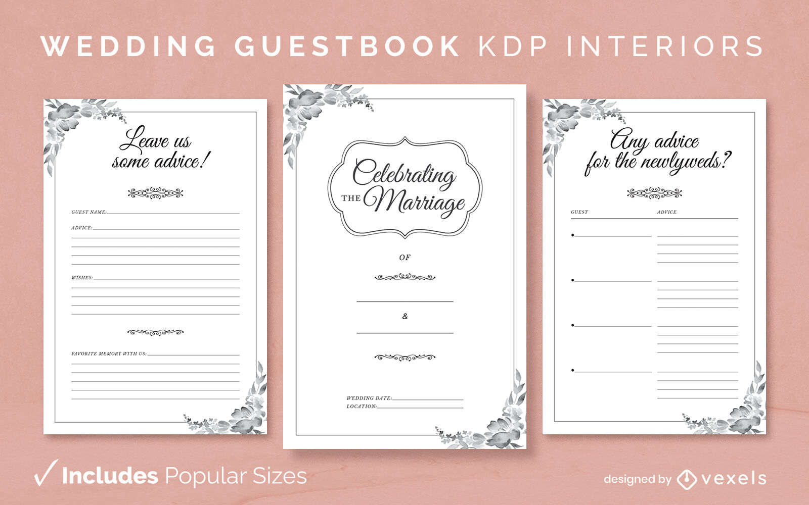 Wedding Guestbook Elegant Kdp Interior Design Vector Download